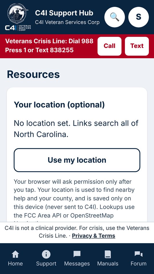 Local resources screen
